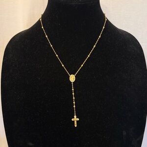 NEW Sterling silver gold plated rosary necklace